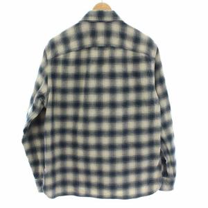 RRL ラルフローレン オンブレチェック長袖ネルシャツ ネイビー