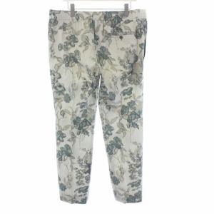 HERMES イージーパンツ シルク混 総柄 46 カーキ アイボリー