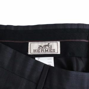HERMES スラックスパンツ ストライプ XL グレー