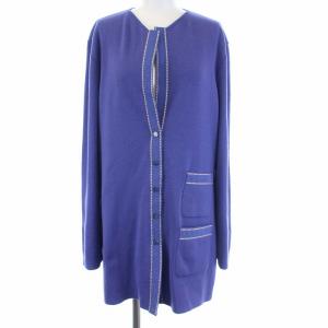 ロングニットカーディガン L 紫