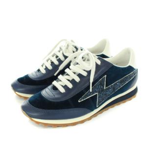 MARC JACOBS スニーカー シューズ スエード レザー ラメ 38 25.0cm ネイビー ホワイト