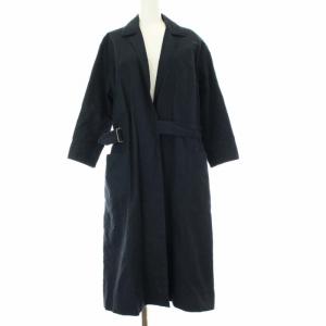 20SS COTTON LINEN TWILL ラップドレス チェスターコート ロング リネン混 1 S ネイビー