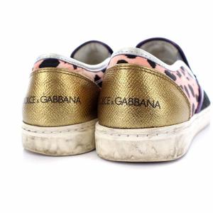 DOLCE&GABBANA 花柄レース切替レオパードスリッポン 36 ブラック