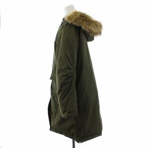 RALPH LAUREN フードダウンコート モッズコート ミドル ジップアップ フェイクファー L カーキ