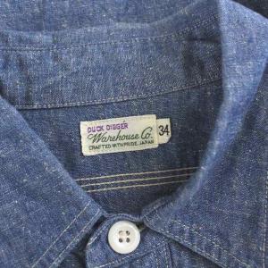 WAREHOUSE DUCK DIGGER コットンシャンブレーシャツ34 ブルー