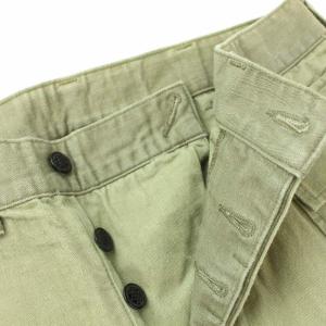 WAREHOUSE ヘリンボーンカーゴパンツ ボタンフライ コットン W30 カーキ