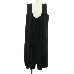 2020年製 プリーツ ワンピース ノースリーブ ロング ミモレ丈 リボン 黒 ブラック