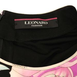 LEONARD FASHION ワンピース 花柄 七分袖 薄手 ひざ丈 34 ブラック