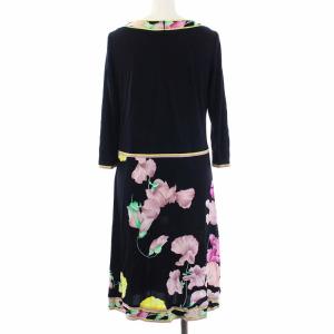 LEONARD FASHION ワンピース 花柄 34 ブラック