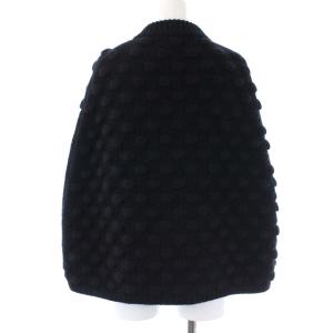 PRADA SPORT ニットポンチョ ジップアップ ショート丈 総柄 カシミヤ混 38 ブラック