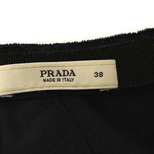 PRADA スカート ひざ丈 ナイロン混 プリーツ 38 ブラック