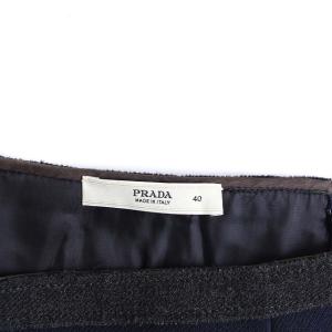 PRADA 台形スカート ひざ丈 ウール 40 M ネイビー