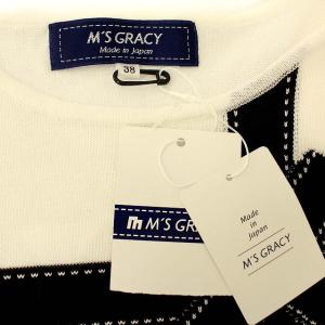 M'S GRACY パフスリーブリボンニットカットソー 38 ホワイト