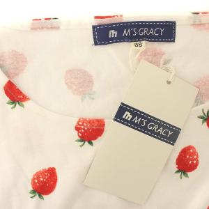 M'S GRACY カットソー 半袖 Tシャツ いちご パフスリーブ イチゴ柄 38 ホワイト
