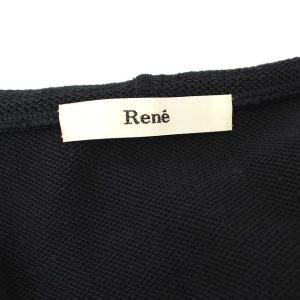 René 18年製 ノースリーブニットパーカーワンピース 34 ネイビー