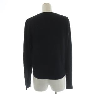 agnes b. ニット セーター カットソー クルーネック 長袖 フクロウ ウール 絹混 シルク混 カシミヤ混 3 L ブラック