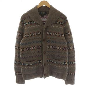 カーディガン ショールカラー くるみボタン M ブラウン