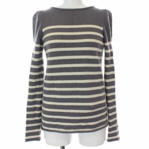 ニット 長袖 カシミヤ ボーダー 2 M グレー ホワイト