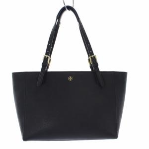 TORY BURCH トートバッグ ショルダーバッグ ロゴ プレート レザー ネイビー