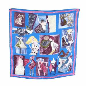 カレ65  J'AIME MON CARRE スカーフ シルク ブルー