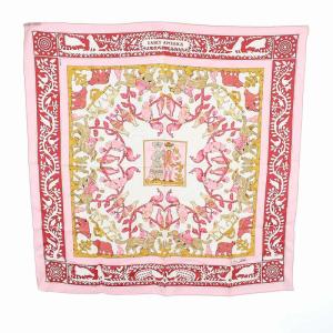 カレ90 EARLY AMERICA 古き良きアメリカ スカーフ シルク ピンク ホワイト