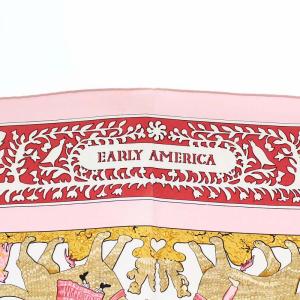 HERMES カレ90 EARLY AMERICA 古き良きアメリカ スカーフ シルク ピンク ホワイト