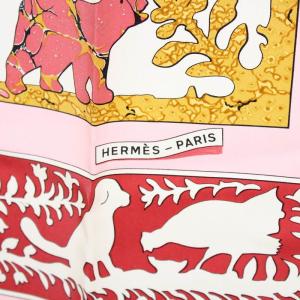 HERMES カレ90 EARLY AMERICA 古き良きアメリカ スカーフ シルク ピンク ホワイト