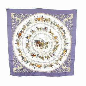 カレ90 LA PROMENADE DE LONGCHAMPS スカーフ シルク パープル