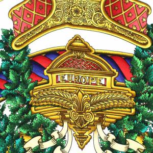 HERMES カレ90 EUROPE ヨーロッパ スカーフ シルク100％ ネイビー