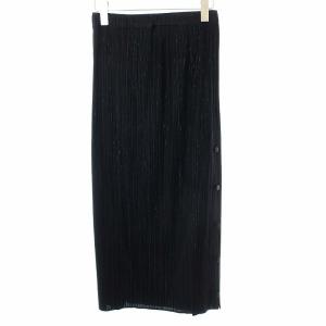 PLEATS PLEASE ISSEY MIYAKE イッセイミヤケ スカート ロング プリーツ サイドボタン 3 L ブラック