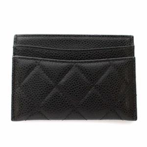 CHANEL キャビアスキン ココマーク マトラッセ カードケース レザー 20番台 ブラック 