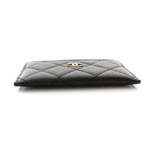 CHANEL キャビアスキン ココマーク マトラッセ カードケース レザー 20番台 ブラック 