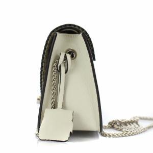 FURLA メトロポリス カットワーク チェーン ショルダーバッグ レザー ホワイト