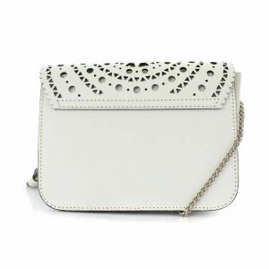 FURLA メトロポリス カットワーク チェーン ショルダーバッグ レザー ホワイト