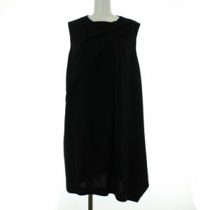ダブルクロスタックドレープワンピース ひざ丈 ノースリーブ アシンメトリー 36 ブラック