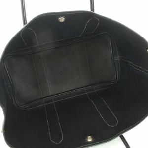 HERMES ガーデンパーティーPM トートバッグ ハンドバッグ キャンバス レザー ブラック I刻印