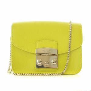 FURLA metropolis ショルダーバッグ ミニバッグ チェーン キーホルダー レザー イエローグリーン