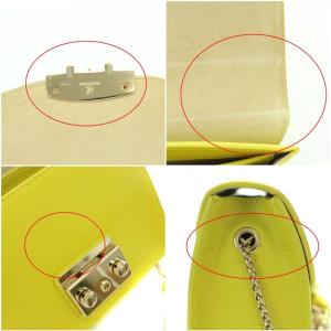 FURLA metropolis ショルダーバッグ ミニバッグ チェーン キーホルダー レザー イエローグリーン