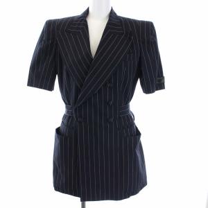 Jean Paul GAULTIER FEMME セットアップ 半袖 テーラードジャケット スラックスパンツ ストライプ 40 M ネイビー
