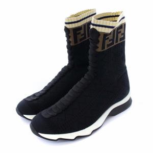 FENDI ズッカ柄 ソックススニーカー ニット 38 ブラック