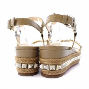 Christian Louboutin カタクロウ60 ストラップ サンダル スタッズ 厚底 レザー グレージュ