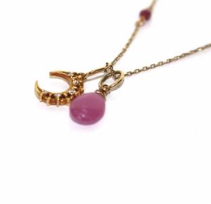 agete ムーンネックレス ルビー ダイヤモンド ゴールド