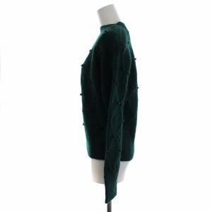Diagram GRACE CONTINENTAL 18AW ニット セーター 長袖 ハイネック ビーズ装飾 刺繍 ウール ナイロン モヘヤ 36 S カーキ
