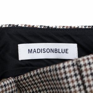 MADISONBLUE 2017年モデル スラックスパンツ ジップフライ 千鳥柄 ウール コットン 01 ブラウン