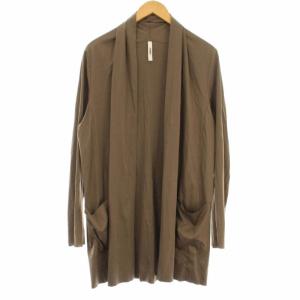 High gauge smooth silket Long stall cardigan ブラウン