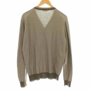 Cruciani カーディガン ニット ライン 長袖 コットン100% イタリア製 50 グレージュ