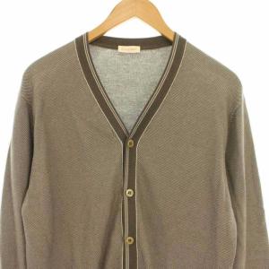 Cruciani カーディガン ニット ライン 長袖 コットン100% イタリア製 50 グレージュ