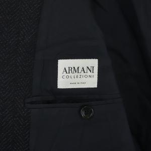 ARMANI COLLEZIONI テーラードジャケット シングル ヘリンボーン ウール 52 ブラック
