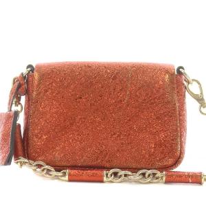 ANYA HINDMARCH ミニショルダーバッグ ポシェット メッセンジャーバッグ チェーン ラメ オレンジ