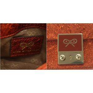 ANYA HINDMARCH ミニショルダーバッグ ポシェット メッセンジャーバッグ チェーン ラメ オレンジ